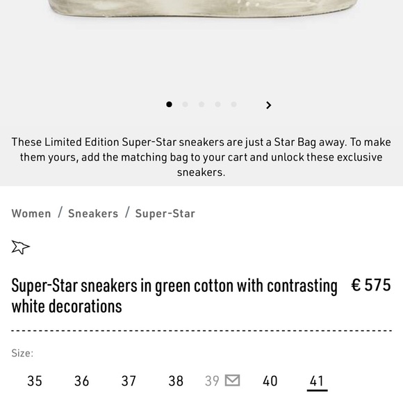Golden Goose Limited Ed Super-Star sneakers green cotton w/contrasting white 39 - Picture 4 of 16